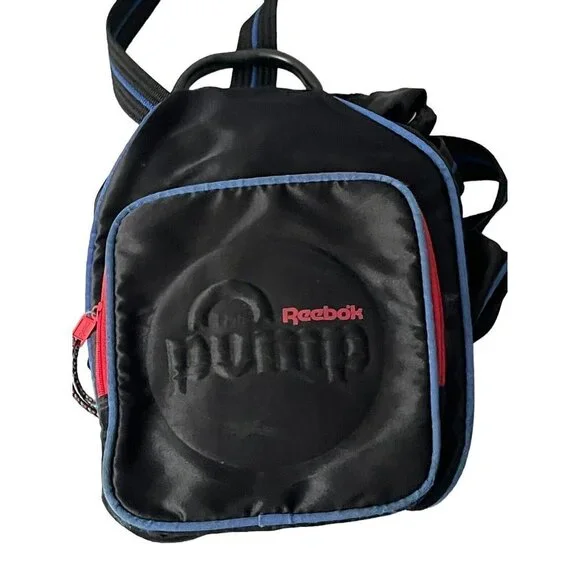 VTG 90's Reebok The Pump Sports Bag Backpack Black Blue Red RARE